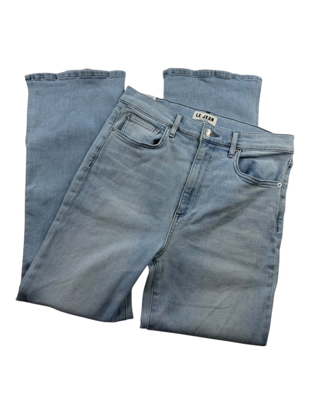 Le Jean Stella Crop Flare Jeans Size 29 Light Wash Stretch Made USA